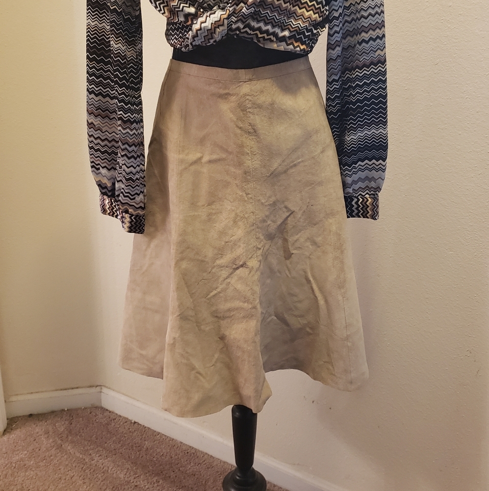 MGXX leather Suede Flared Skirt